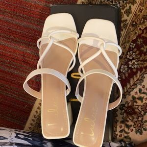 Lulus white block heeled sandals- only worn twice